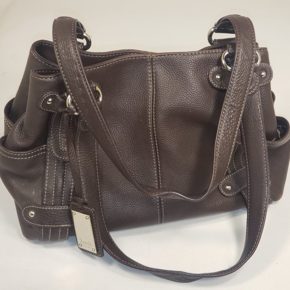 Tignanello Pebble Chocolate Leather Shoulder Bag